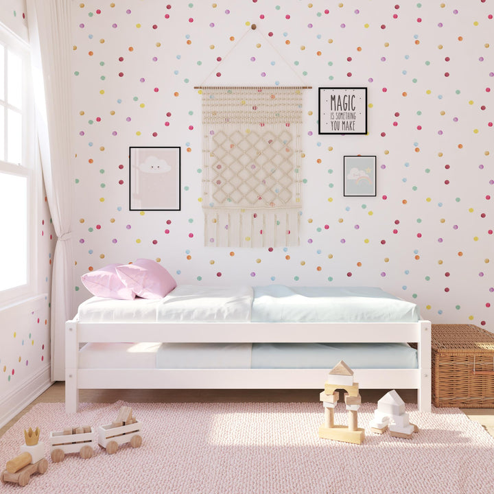 stackable twin bed frame - White
