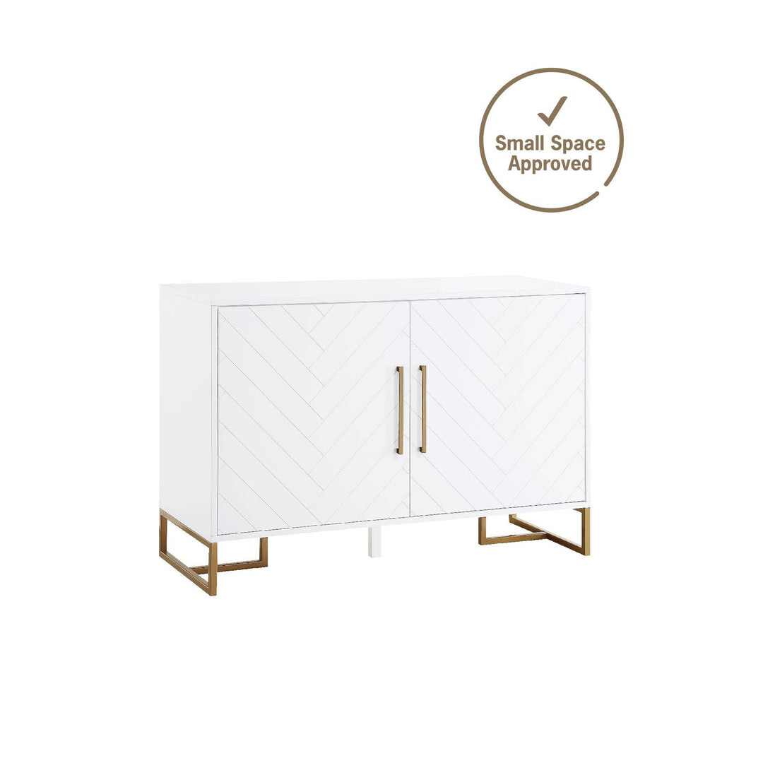 Unique herringbone pattern console -  White