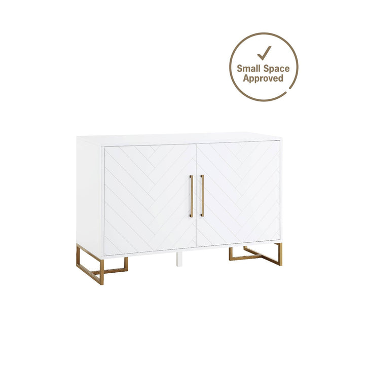 Unique herringbone pattern console -  White