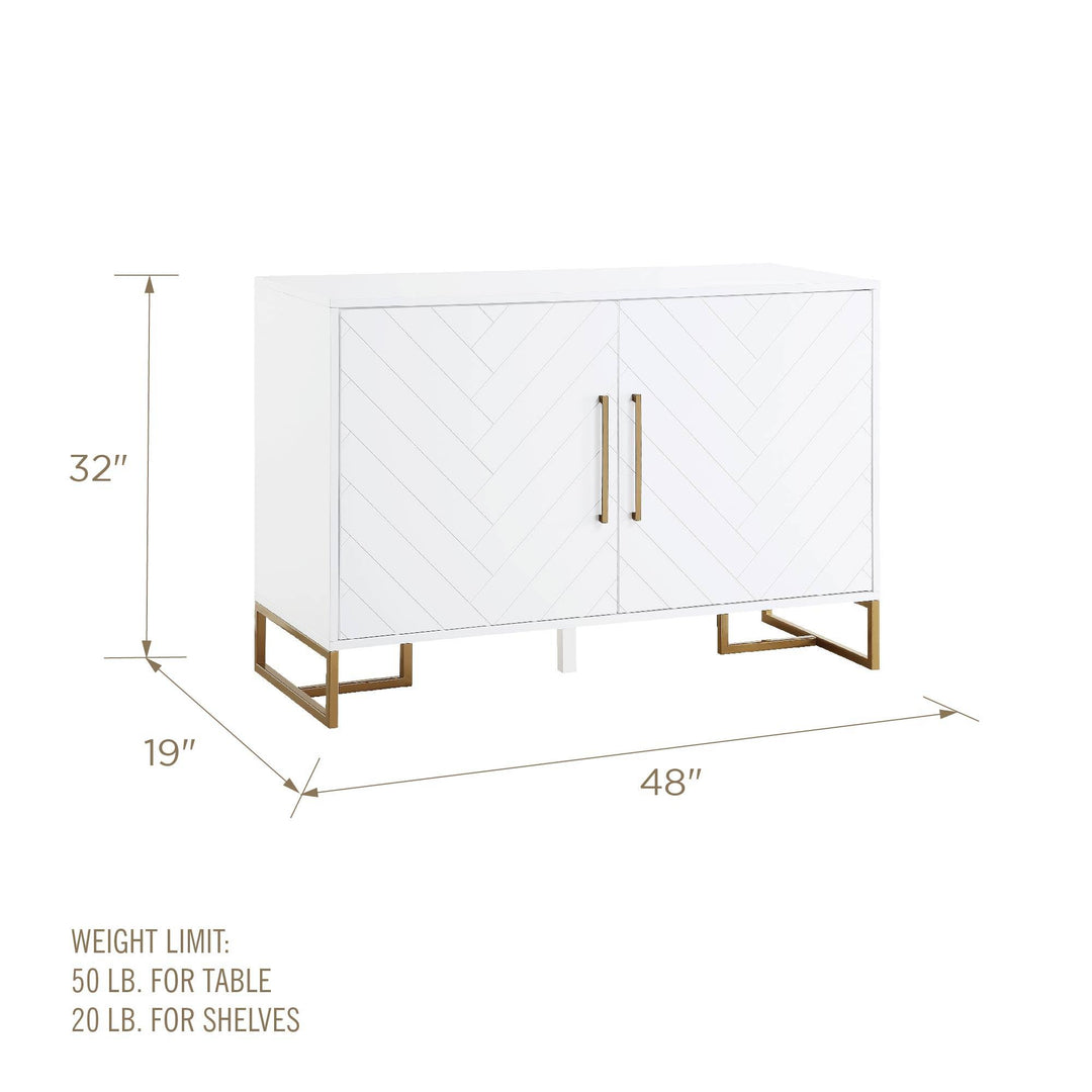 Stylish herringbone console unit -  White