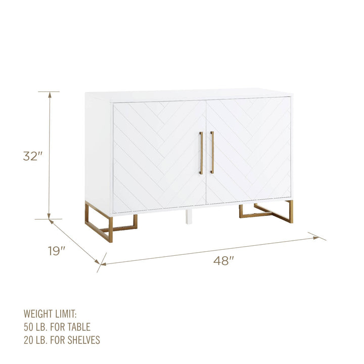 Stylish herringbone console unit -  White