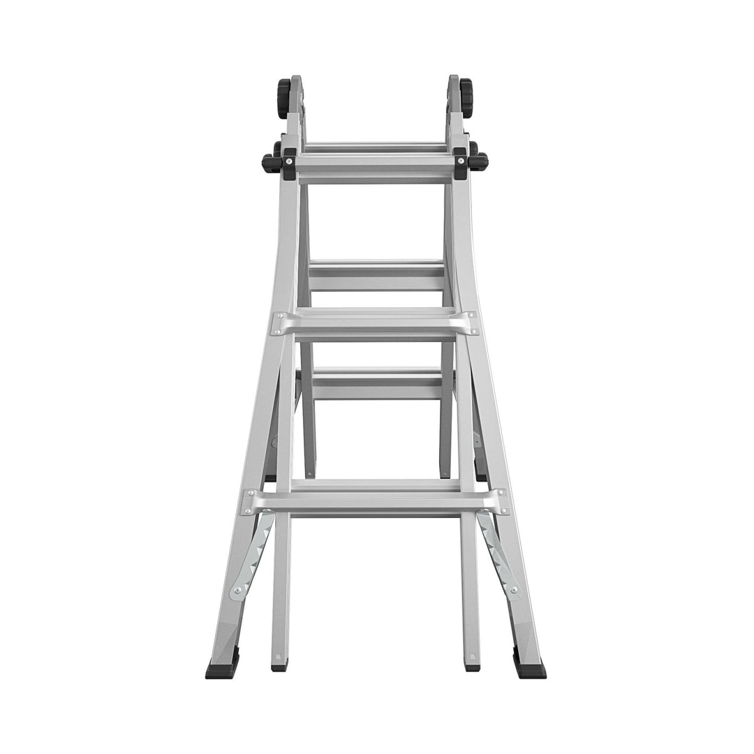 14 ft Max Reach Aluminum Telescoping Multi-Position Ladder - Silver - 14ft 