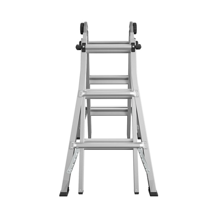14 ft Max Reach Aluminum Telescoping Multi-Position Ladder - Silver - 14ft 