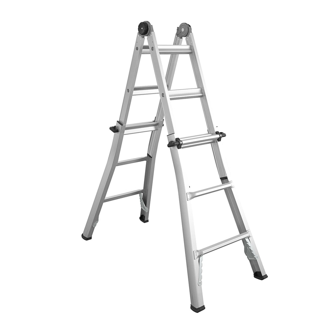 14 ft Max Reach Aluminum Telescoping Multi-Position Ladder - Silver - 14ft 