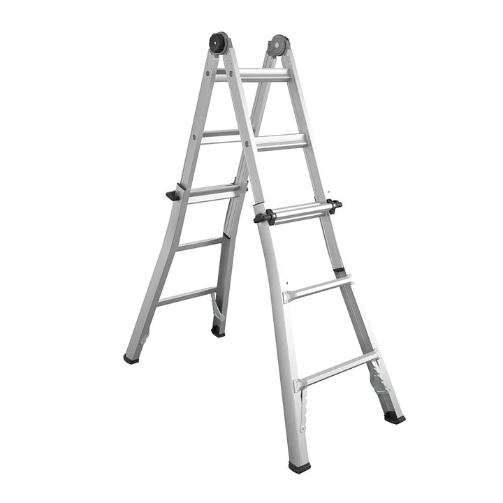 14 ft Max Reach Aluminum Telescoping Multi-Position Ladder - Silver - 14ft 