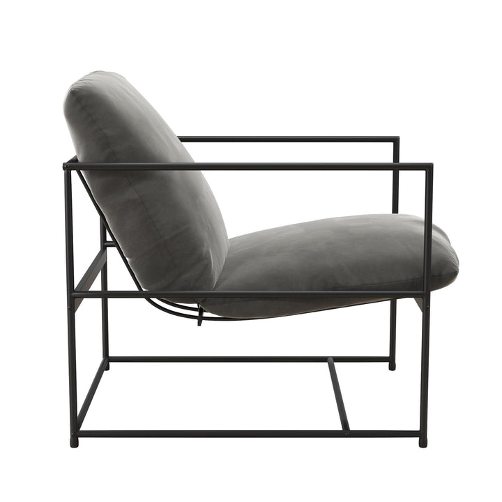 Stylish Metal Frame Velvet Cushion Chair -  Gray