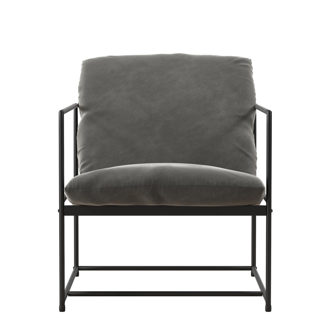 Benjamin Metal Frame Accent Chair with Upholstered Velvet Cushion  -  Gray