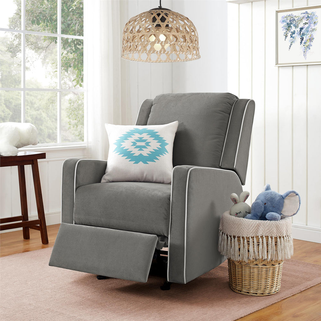 Upholstered Rocker Recliner Chair with White Trim Detail Robyn -  Graphite Grey