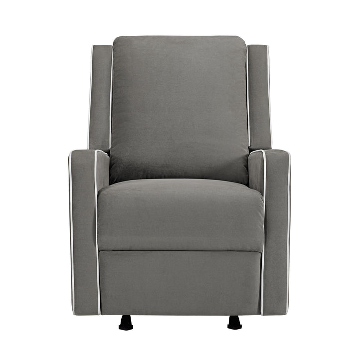 Robyn Upholstered Rocker Recliner Chair with White Trim Detail  -  Graphite Grey