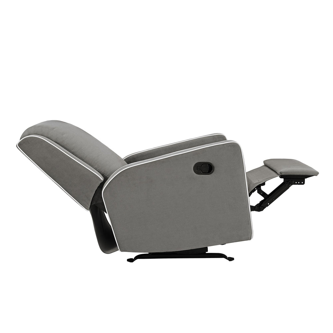 Upholstered Rocker Recliner Chair with Detail White Trim Robyn -  Graphite Grey