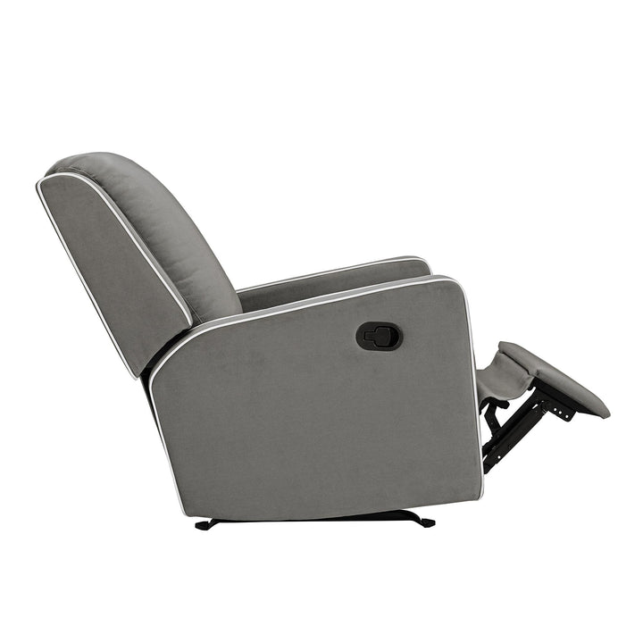 Robyn White Trim Detail Upholstered Recliner Chair Rocker -  Graphite Grey