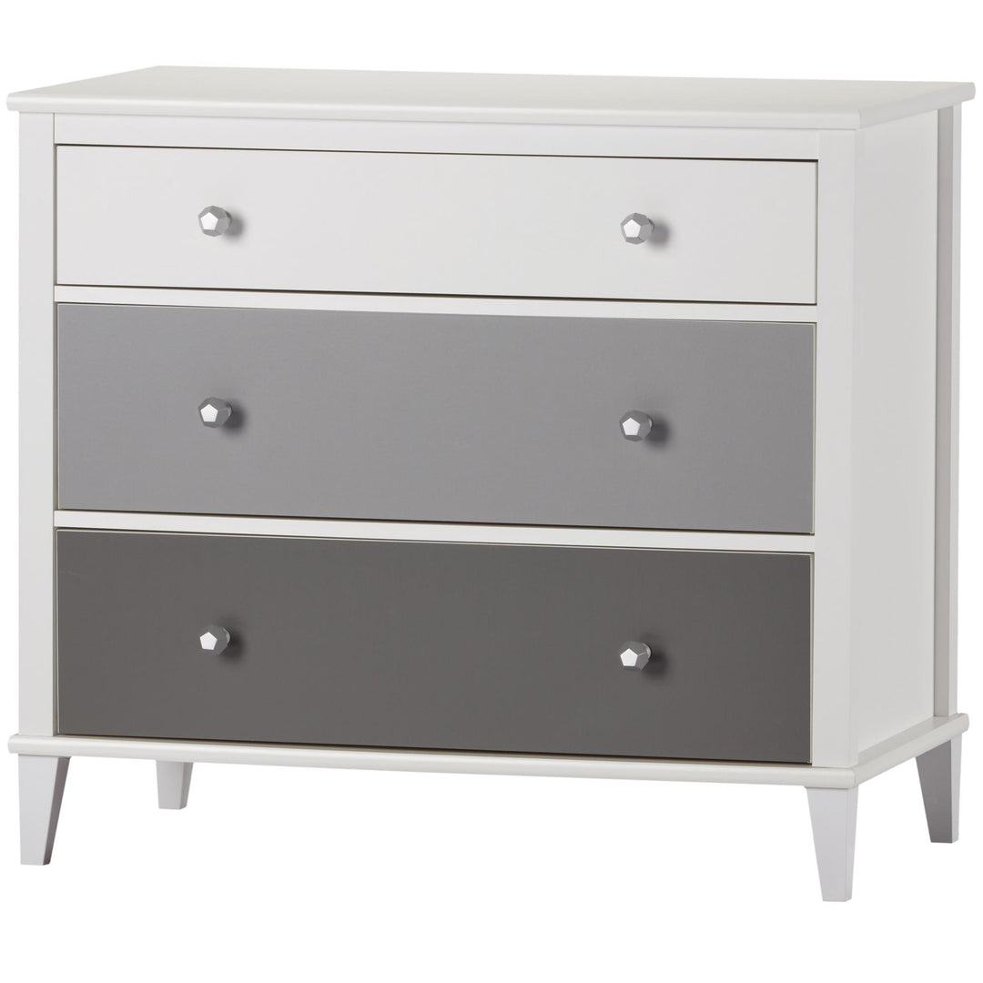 Stylish 3 drawer dresser with two sets of knobs -  Gray