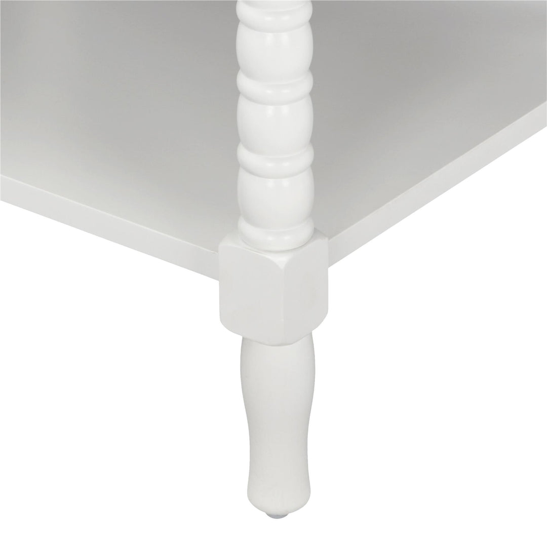 Functional kids nightstand with wood legs -  White