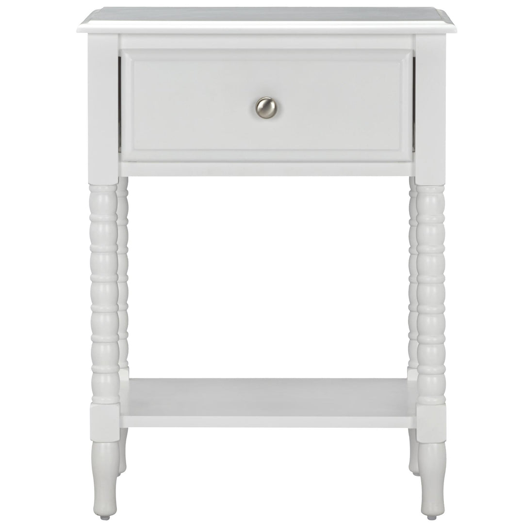 Durable 1 drawer nightstand with wood legs -  White