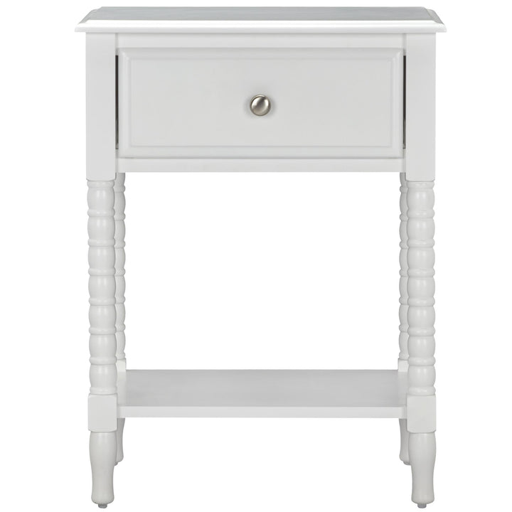 Durable 1 drawer nightstand with wood legs -  White