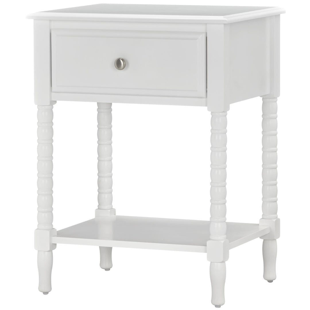 Organized bedroom with kids 1 drawer nightstand -  White