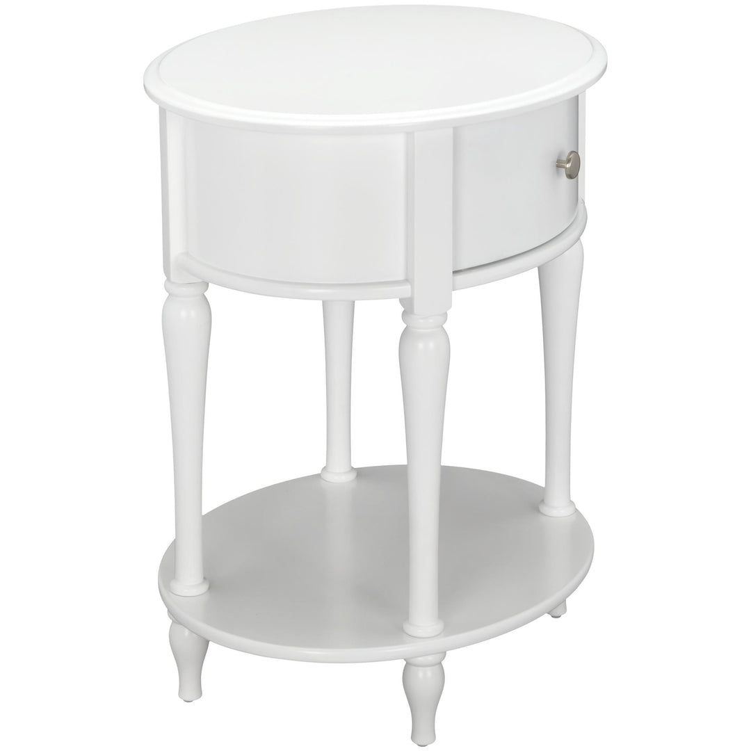 Durable 1 drawer nightstand with wood legs -  White