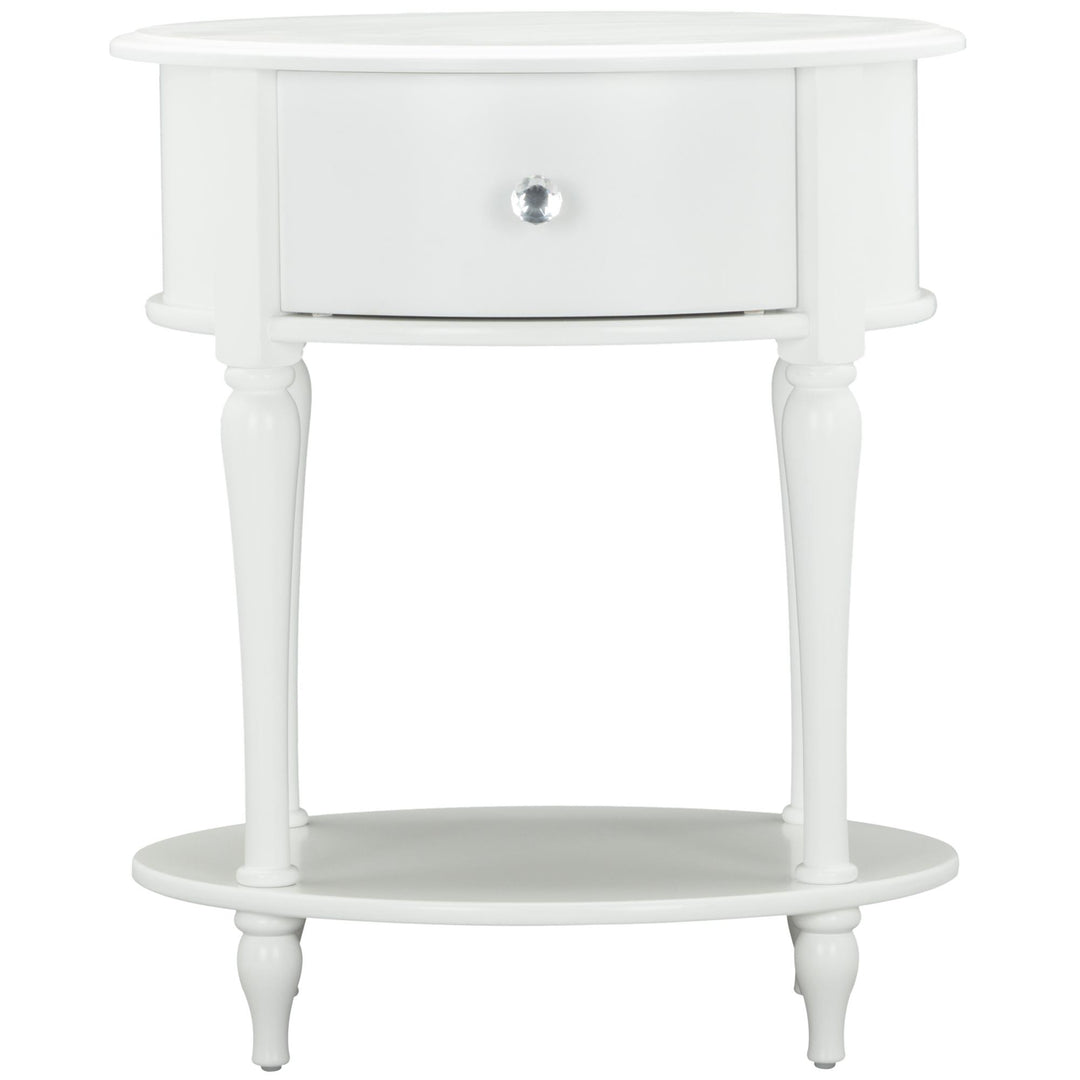 Rowan Valley Laren Oval 1 Drawer Nightstand with Wood Legs  -  White