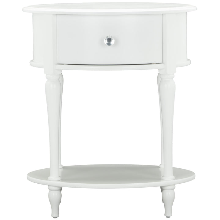 Rowan Valley Laren Oval 1 Drawer Nightstand with Wood Legs  -  White