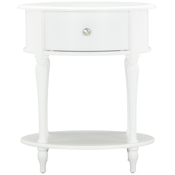 Space-saving oval nightstand with drawer -  White