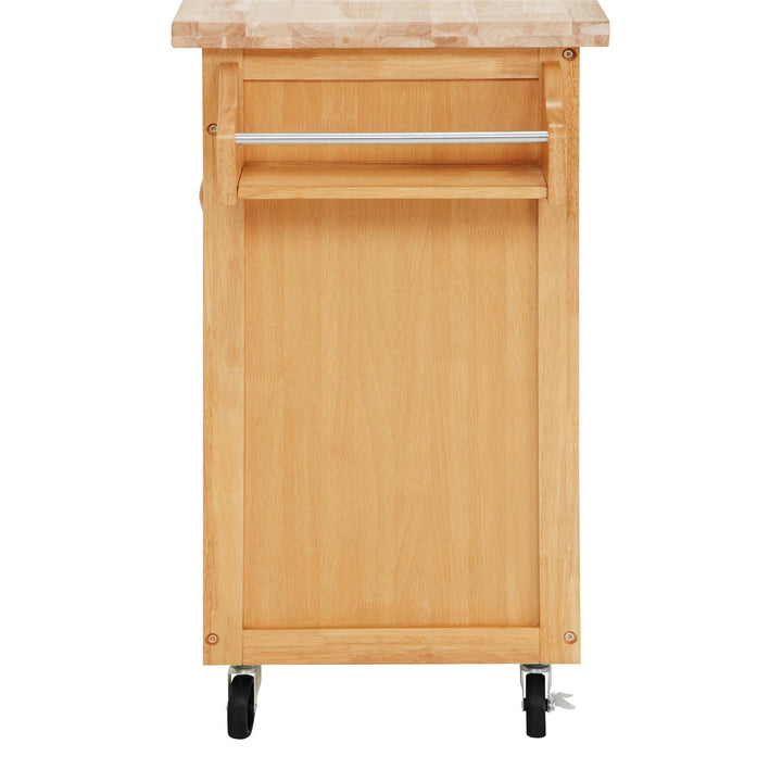 Rolling kitchen cart wood top -  Natural