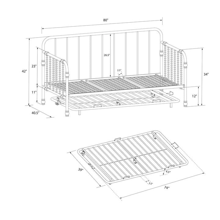 Monarch Hill Wren Metal Daybed and Trundle Set - White - Twin