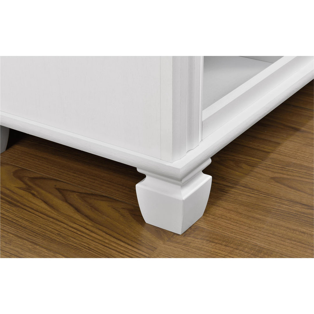 Woodcrest TV Stand for TVs up to 55 Inches with 4 Lower Compartments - White