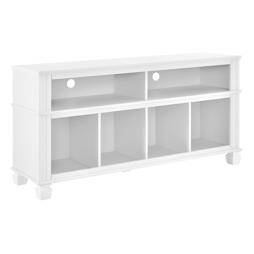 Woodcrest TV Stand for TVs up to 55 Inches with 4 Lower Compartments - White