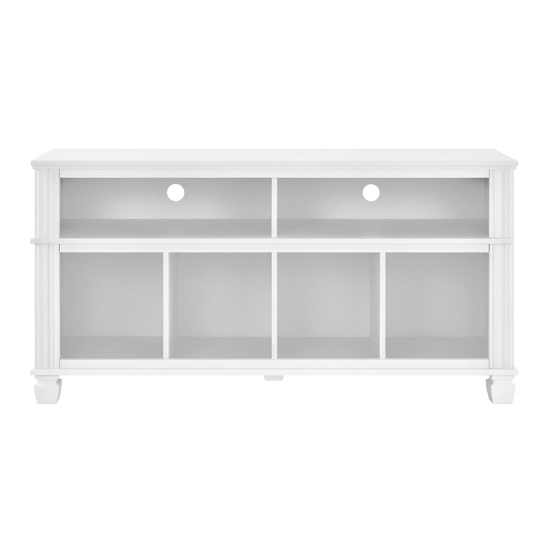 Woodcrest TV Stand for TVs up to 55 Inches with 4 Lower Compartments - White