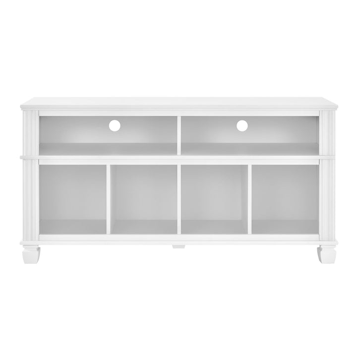 Woodcrest TV Stand for TVs up to 55 Inches with 4 Lower Compartments - White