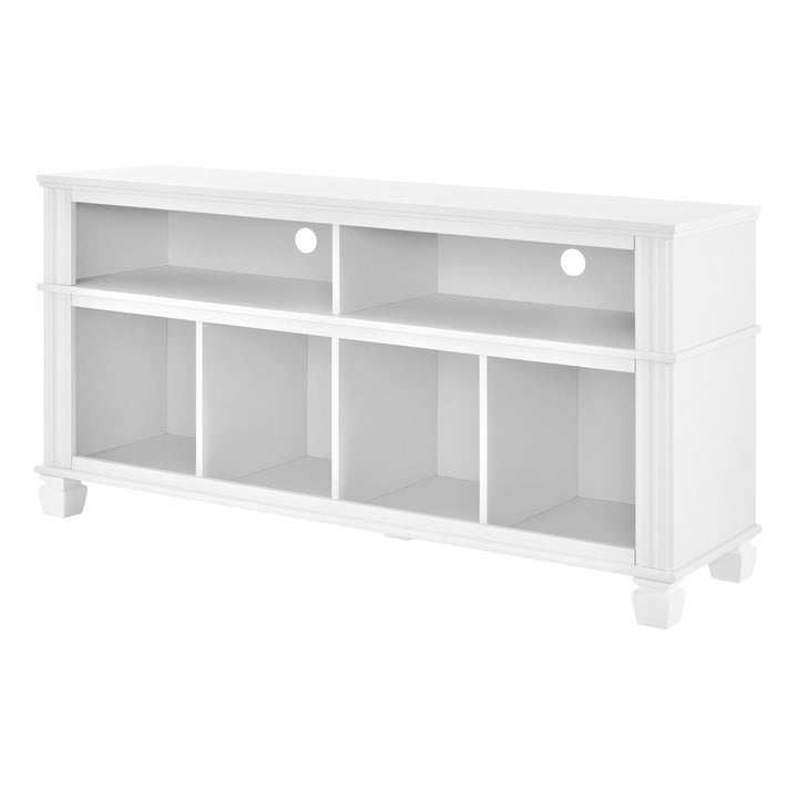 Woodcrest TV Stand for TVs up to 55 Inches with 4 Lower Compartments - White