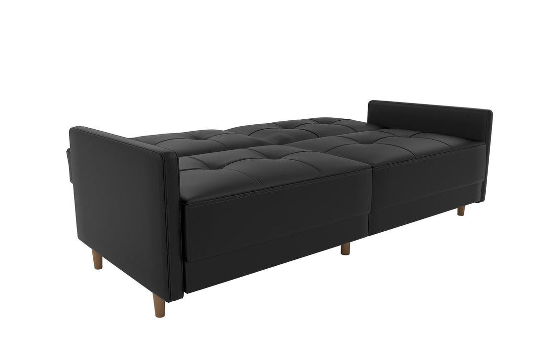 Andora Futon with Tufted Upholstery -  Black Faux Leather
