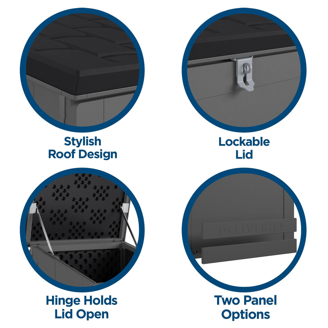BoxGuard® Large Lockable Package Delivery and Storage Box 6.3 cubic feet - Black / grey