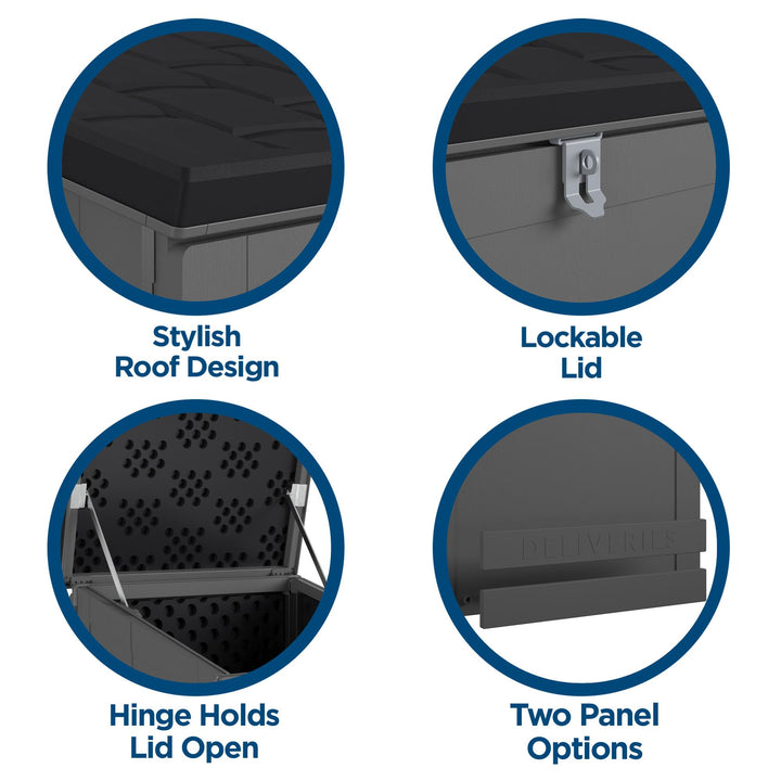 BoxGuard® Large Lockable Package Delivery and Storage Box 6.3 cubic feet - Black / grey