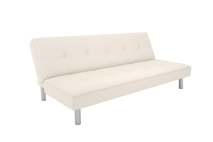 Nola Armless Futon With Button Tufted Seat Cushion and Backrest - White