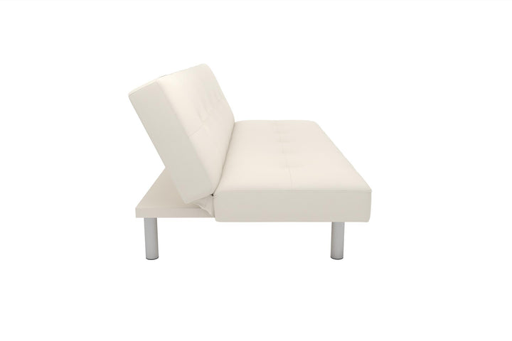 Nola Armless Futon With Button Tufted Seat Cushion and Backrest - White