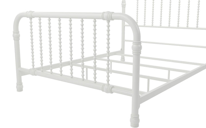 Metal Bed with Curved Scrollwork -  White  -  Full