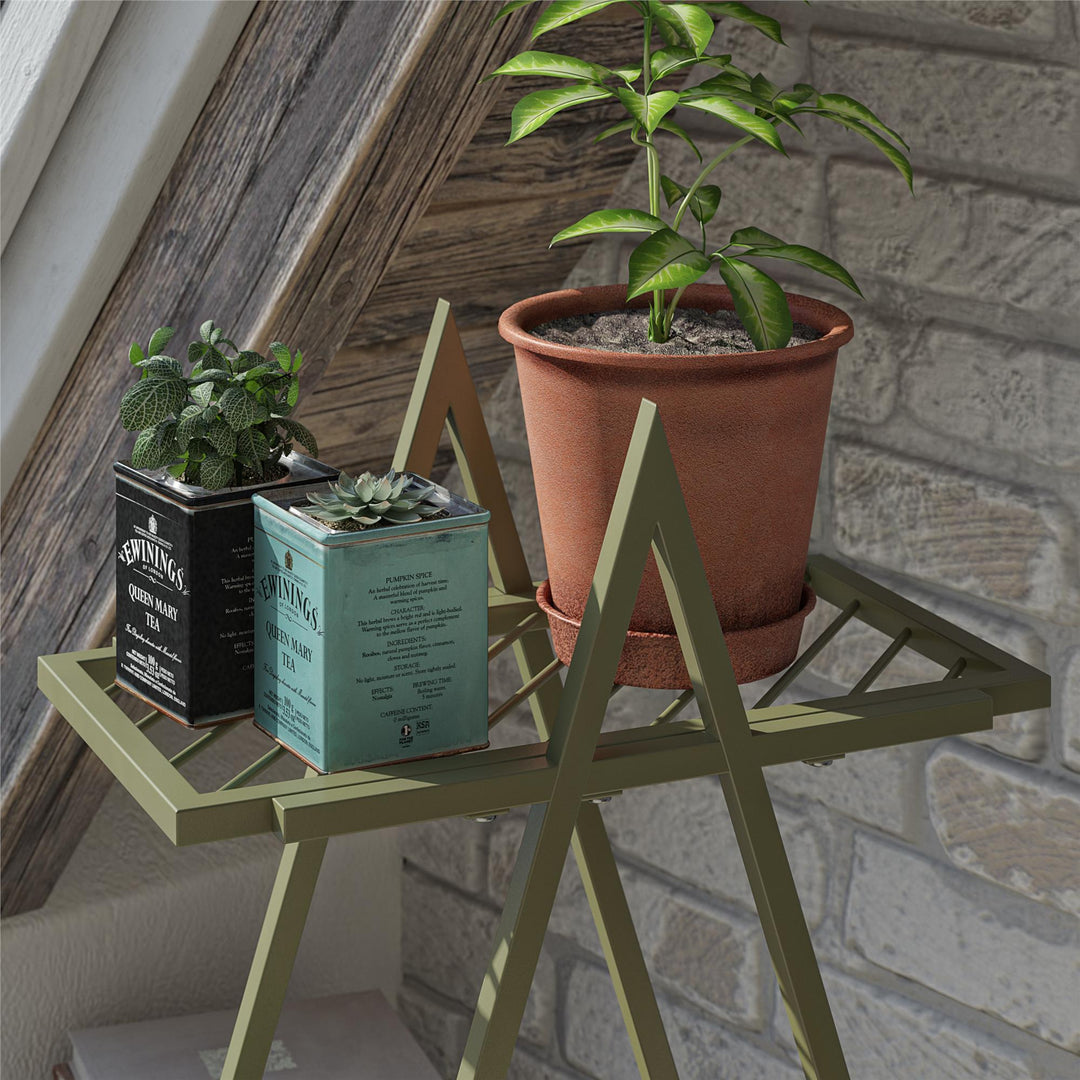 2 tier metal plant stand - Olive Green