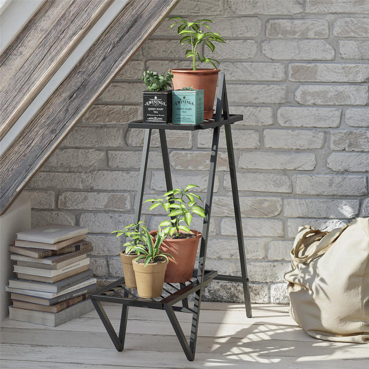 plant stand with metal stand - Black