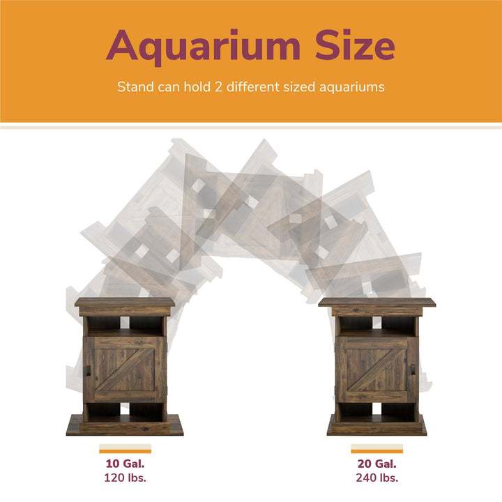 Farmhouse Aquarium Stand for 10 or 20 Gallon -  Ivory Oak