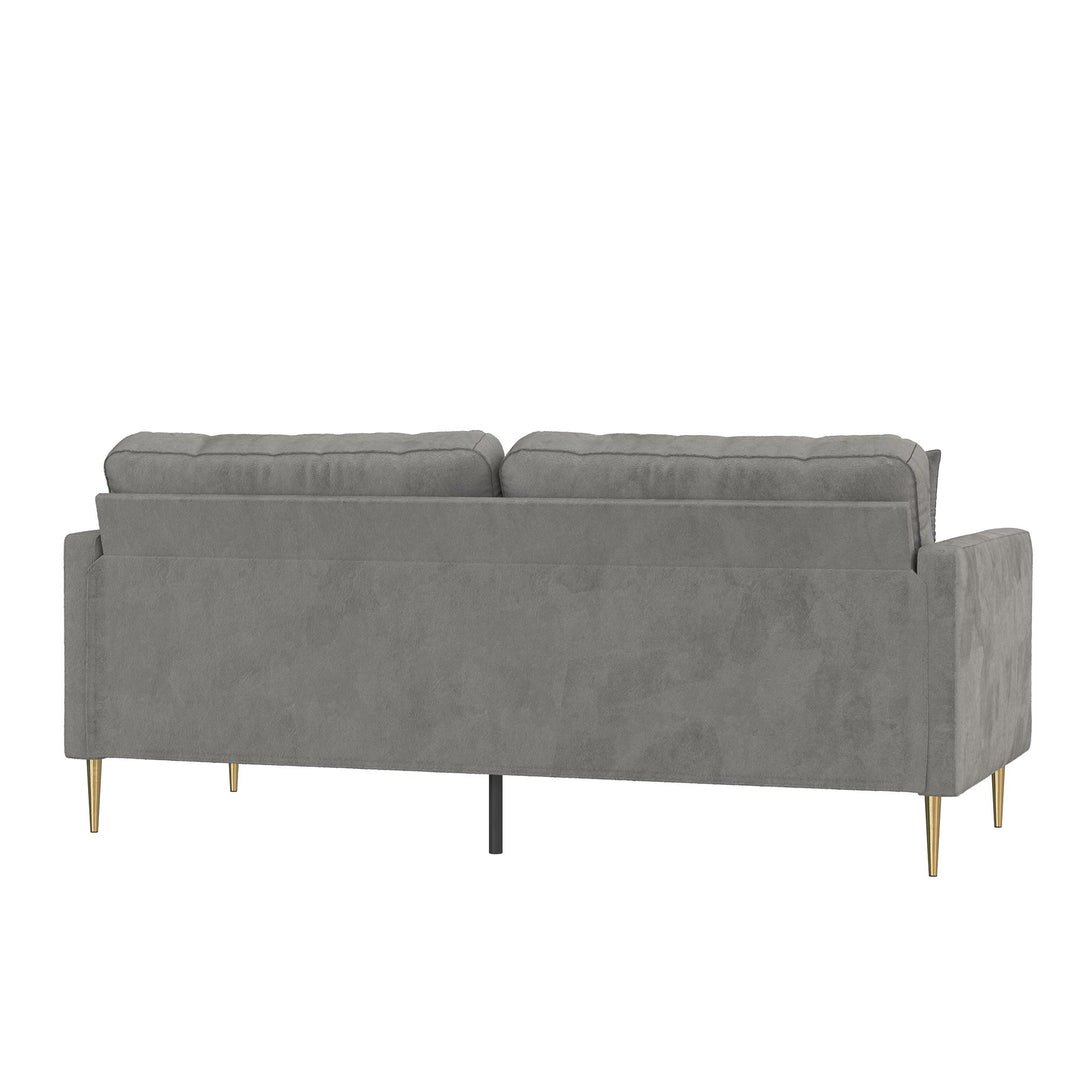 Highland 72 Inch Velvet Sofa with Matching Pillows - Gray