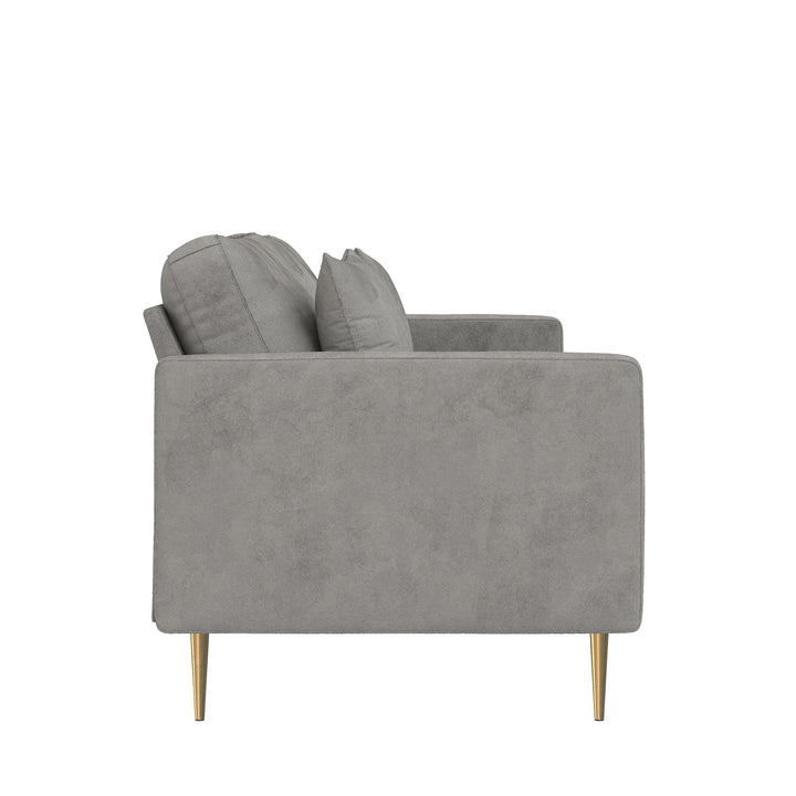 Highland 72 Inch Velvet Sofa with Matching Pillows - Gray