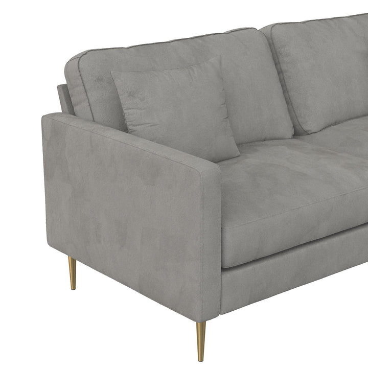 Highland 72 Inch Velvet Sofa with Matching Pillows - Gray