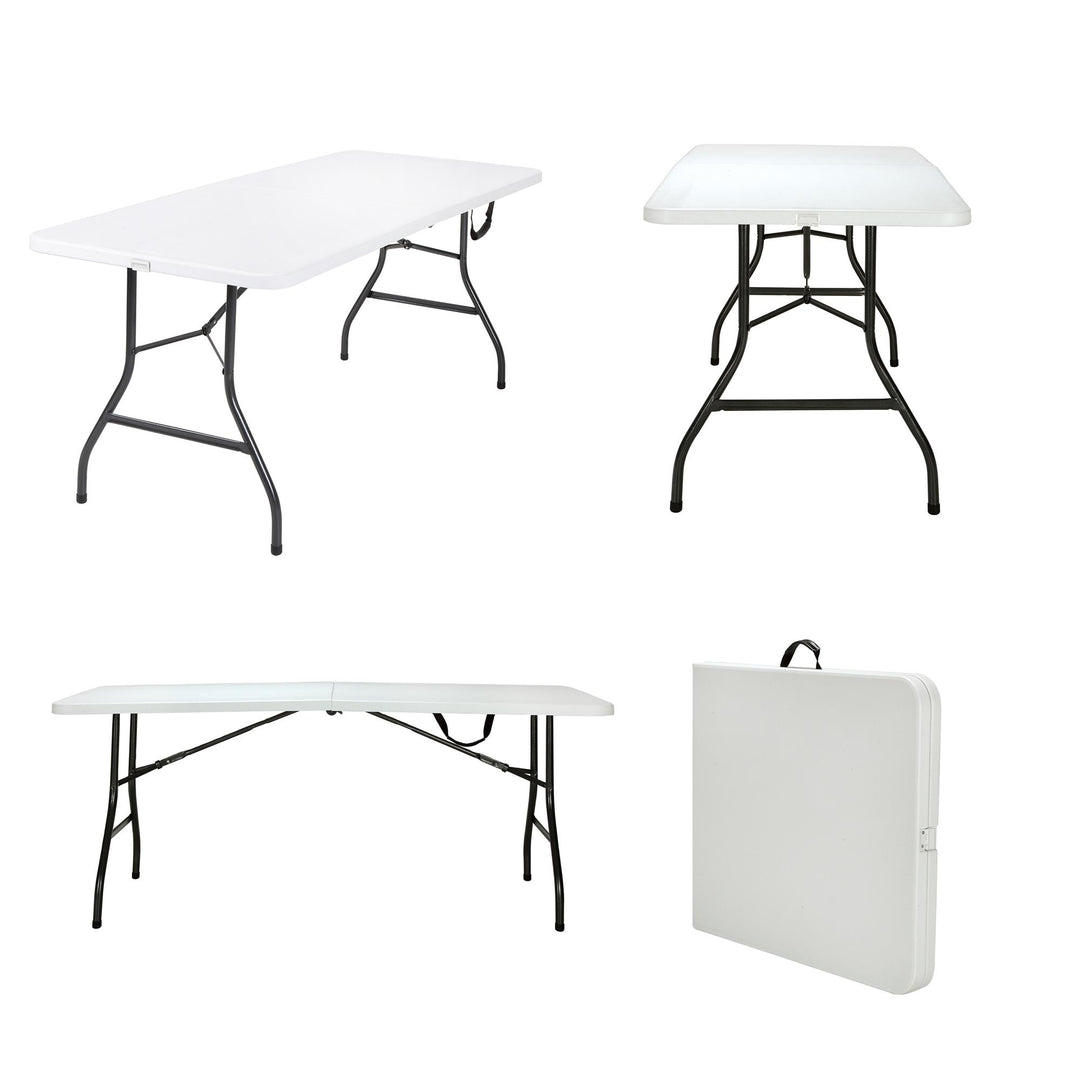 6 ft COSCO Foldable Table with Handle -  White Speckley Pewter 