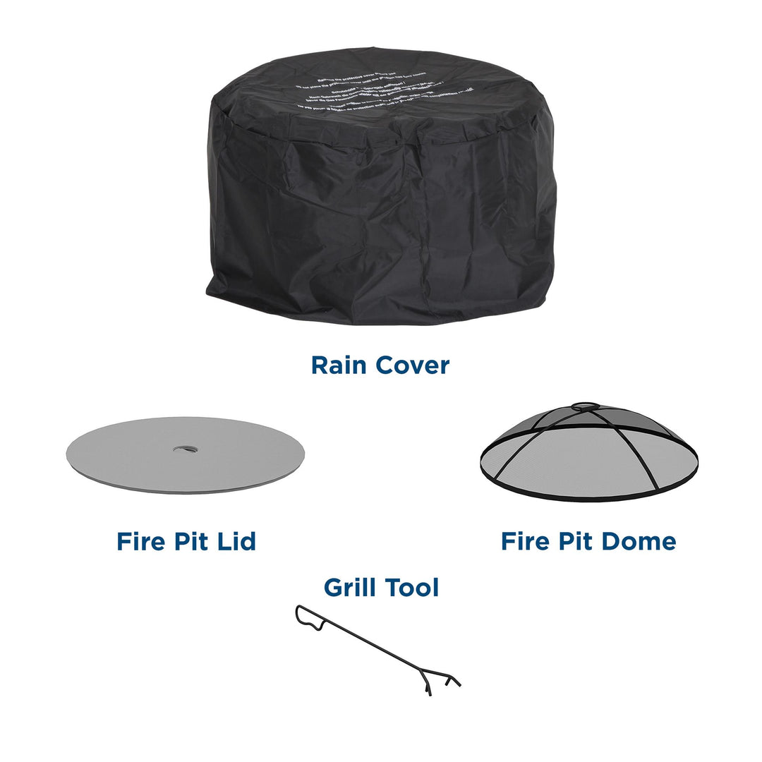 Steel fire pit with rain cover -  Gray