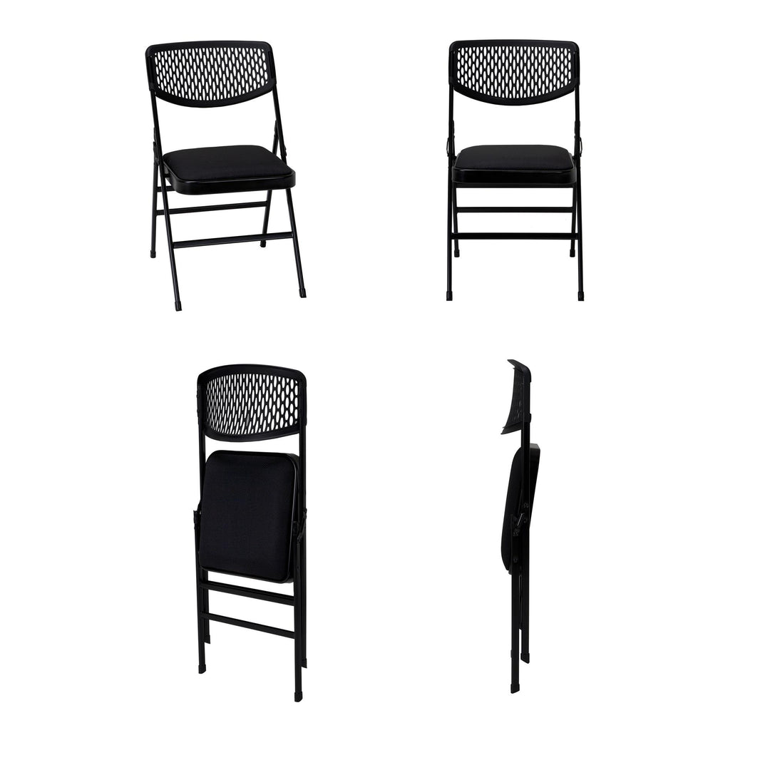 XL Premium Fabric Padded Chair Set -  Black - 4 PacK