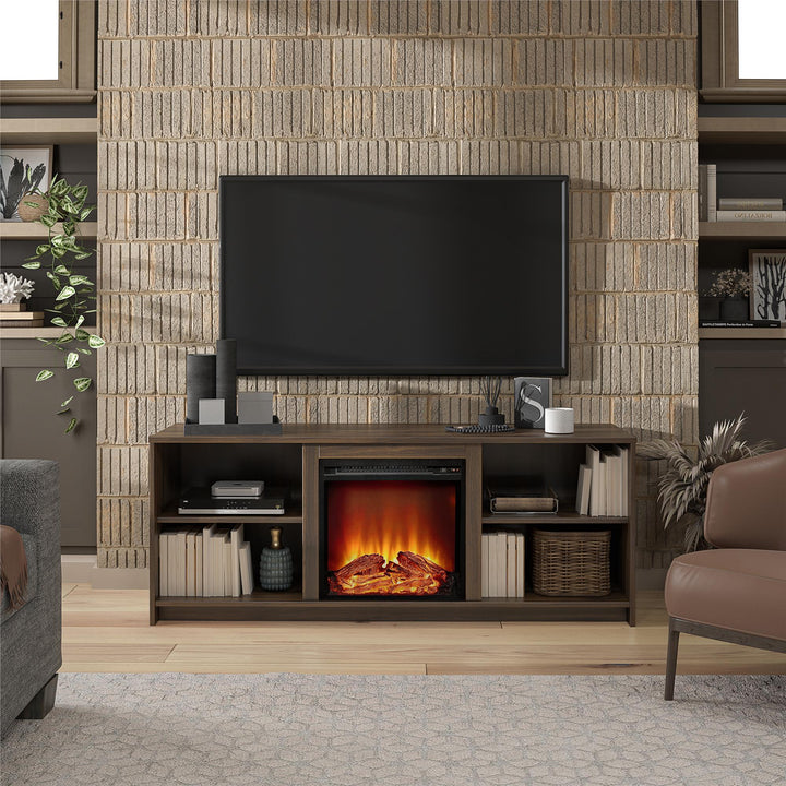 Cabrillo Fireplace TV Stand for TVs up to 65" and up to 120 lbs - Florence Walnut