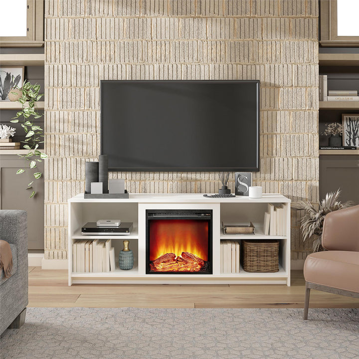 65 inch tv stand with fireplace - White