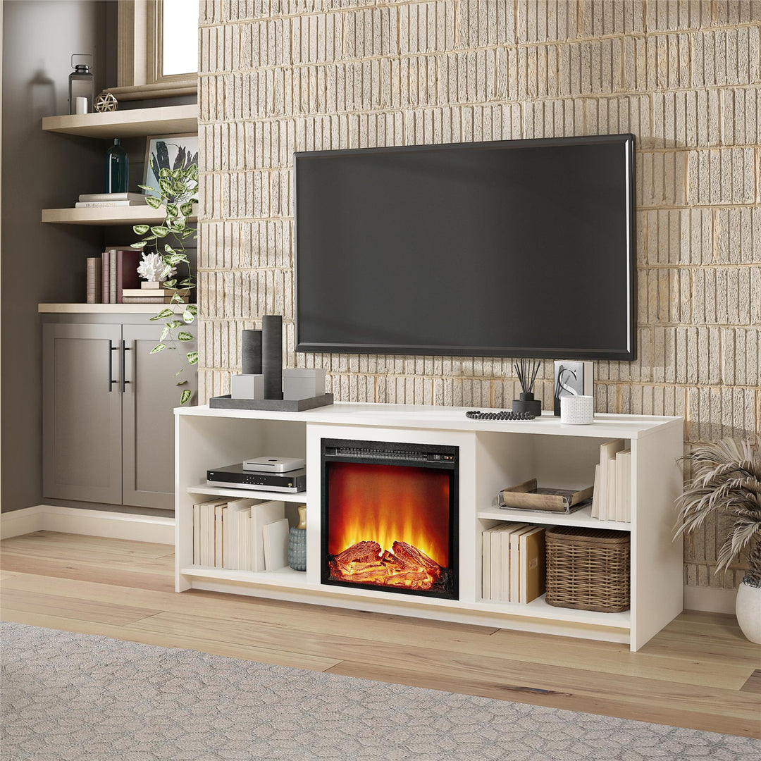 long fireplace tv stand - White