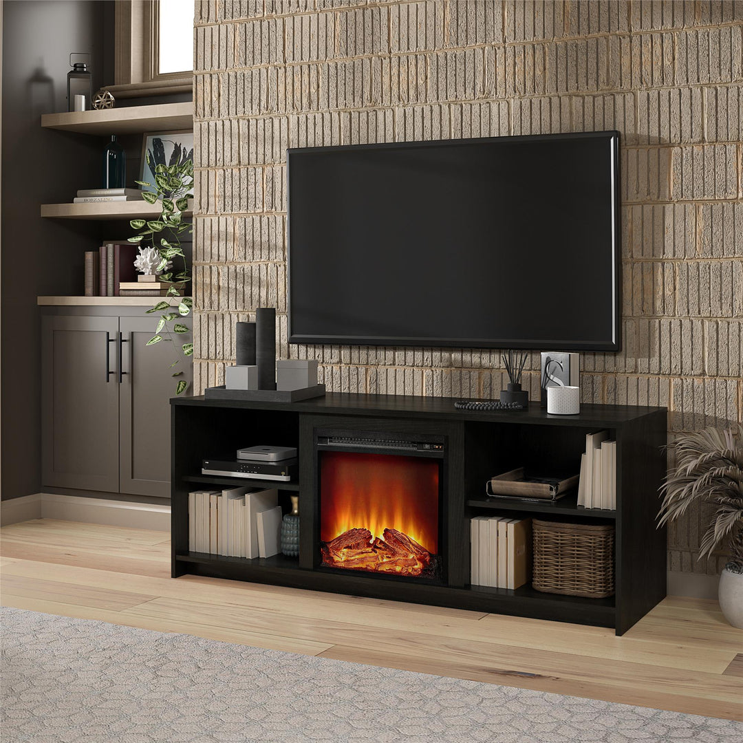 65 inch tv stand with fireplace - Black Oak